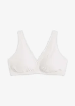 bonprix Wäsche·Baumwollunterwäsche|Baumwollunterwäsche^Gepolstertes Bralette ohne Bügel ​mit Bio-Baumwolle und Spitze weiß