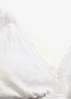 bonprix Wäsche·Baumwollunterwäsche|Baumwollunterwäsche^Gepolstertes Bralette ohne Bügel mit Bio-Baumwolle und Spitze weiß