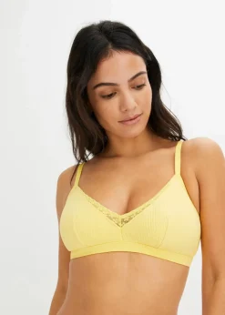 bonprix Nachhaltigere Materialien|Bhs^Gepolstertes Bralette ohne Bügel mit Bio-Baumwolle (2er Pack) softgelb + cremeweiß