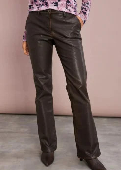 bonprix Bekleidung·Kleider|Hosen^Gerade Lederimitat-Hose terrabraun/nussbraun used