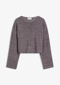 bonprix Bekleidung·Umstandsmode|Strickmode^Gerippte Feinstrickjacke schiefergrau meliert
