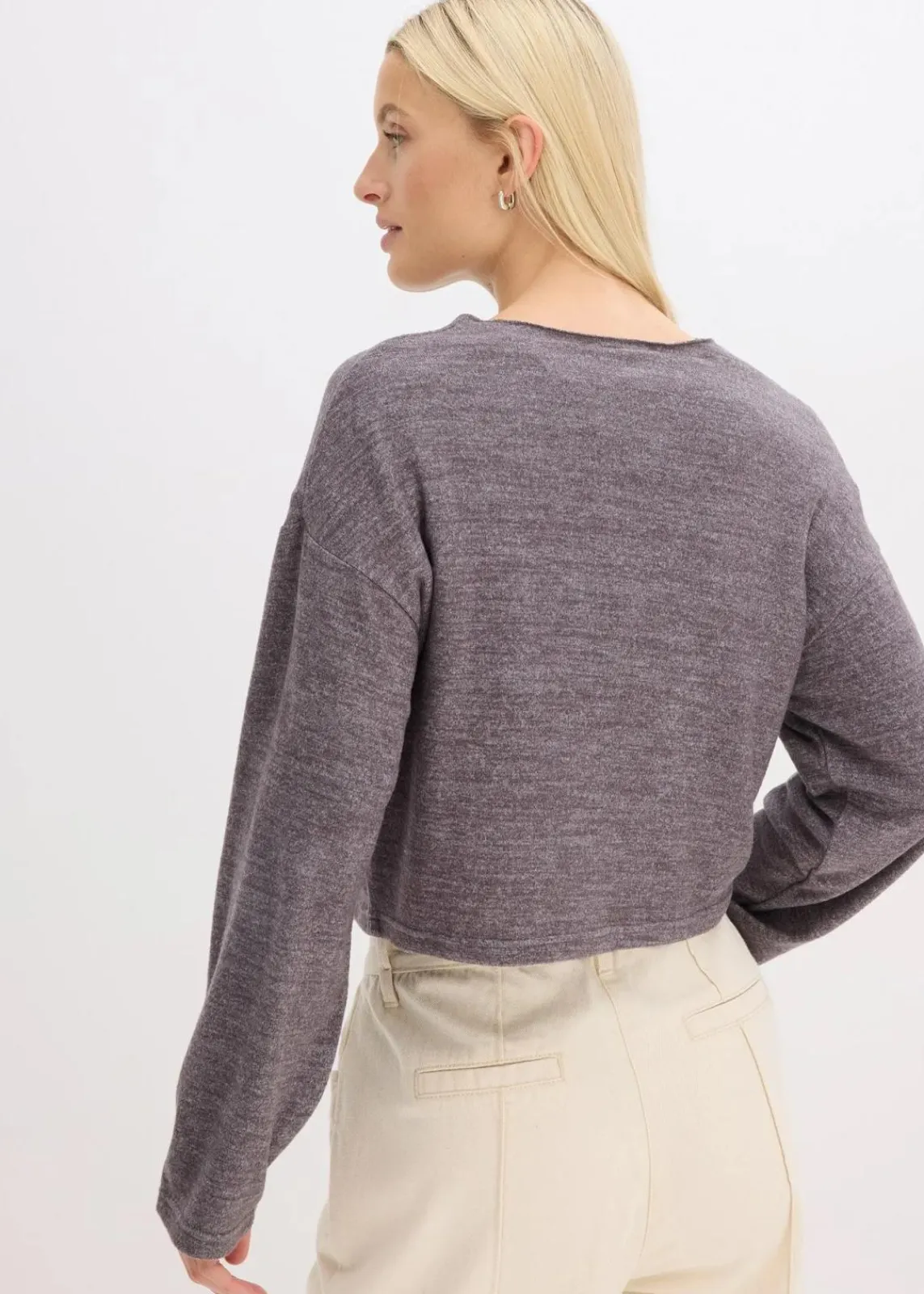bonprix Bekleidung·Umstandsmode|Strickmode^Gerippte Feinstrickjacke schiefergrau meliert