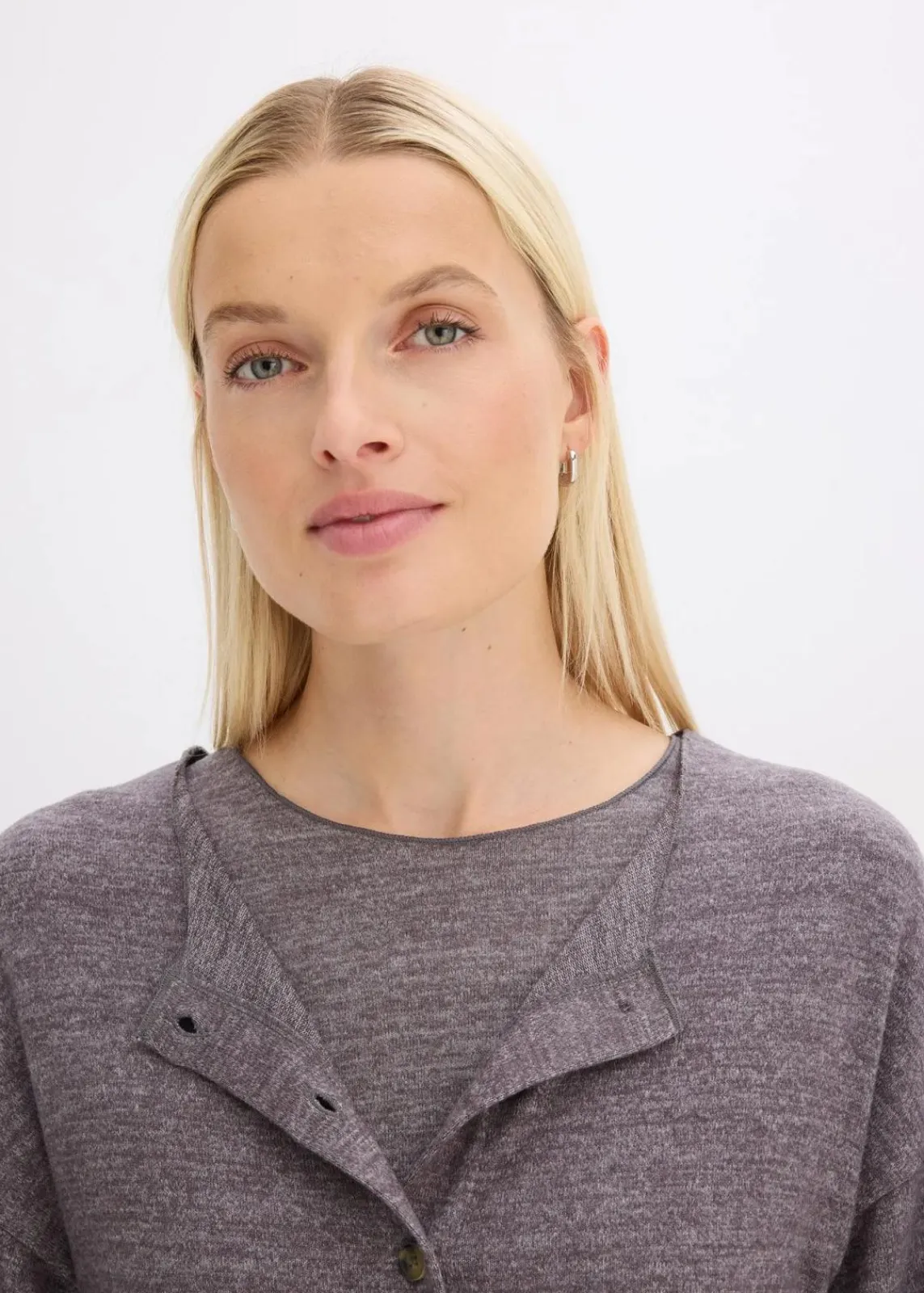 bonprix Bekleidung·Umstandsmode|Strickmode^Gerippte Feinstrickjacke schiefergrau meliert