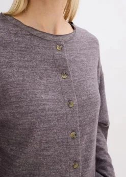 bonprix Bekleidung·Umstandsmode|Strickmode^Gerippte Feinstrickjacke schiefergrau meliert