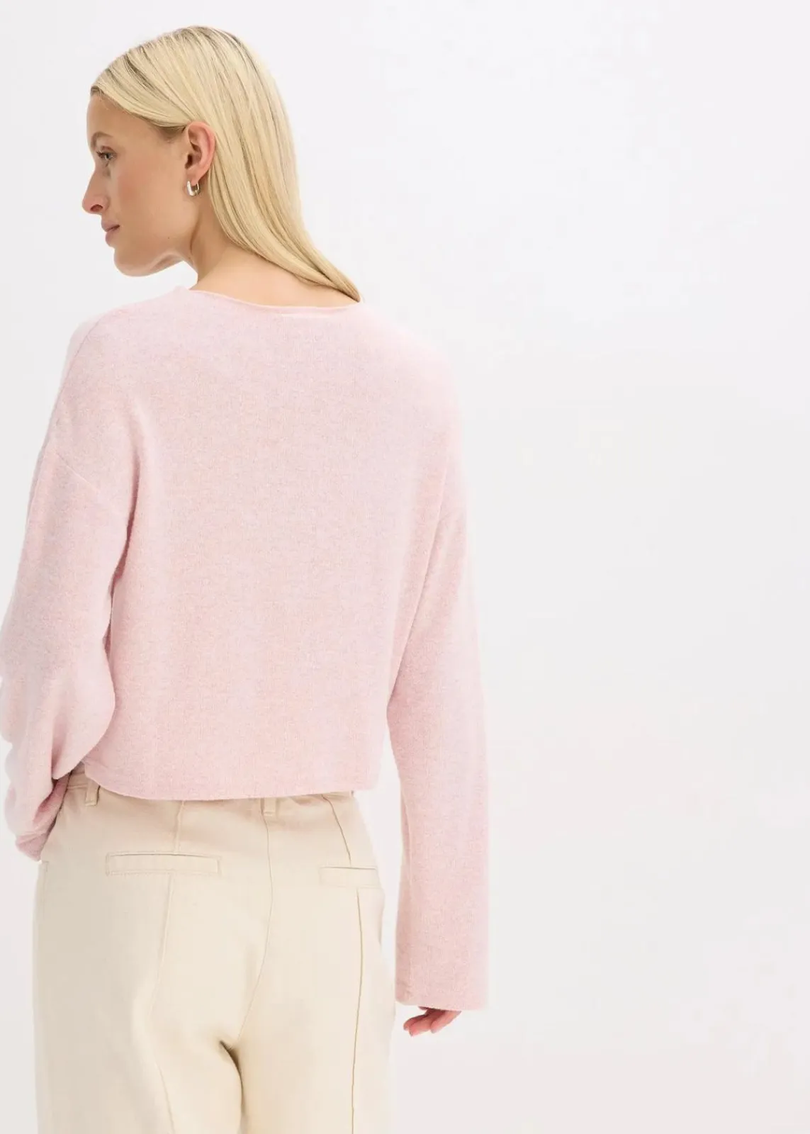bonprix Bekleidung·Umstandsmode|Strickmode^Gerippte Feinstrickjacke aschrosa meliert