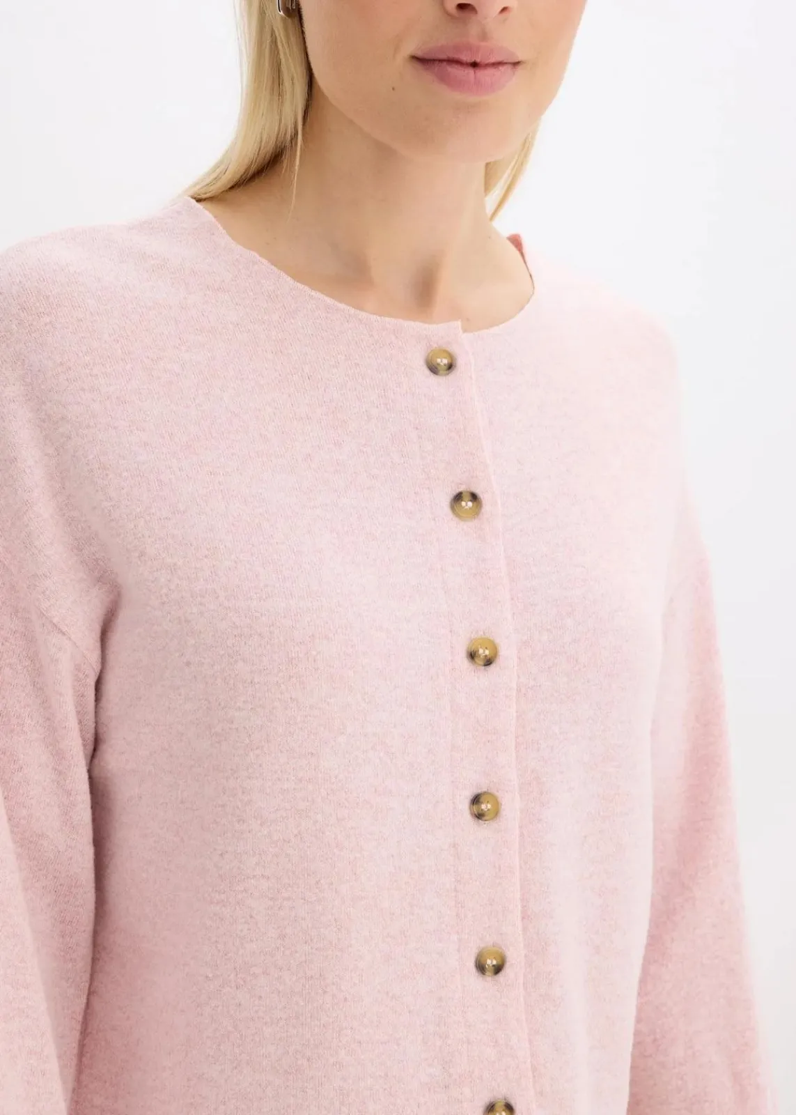bonprix Bekleidung·Umstandsmode|Strickmode^Gerippte Feinstrickjacke aschrosa meliert