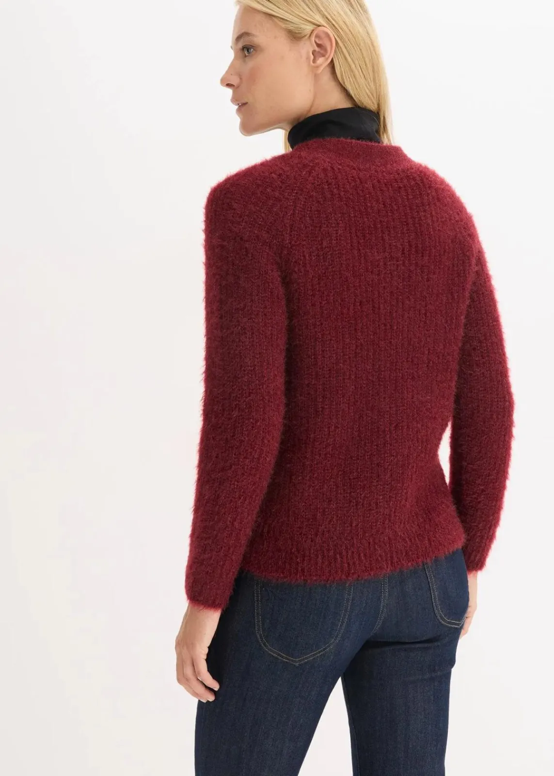 bonprix Bekleidung·Umstandsmode|Pullover & Strickjacken^Gerippte Grobstrickjacke rubinrot