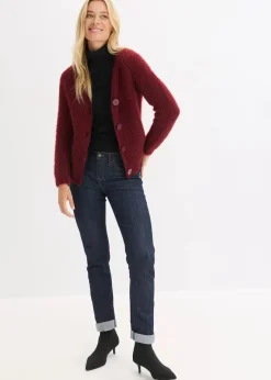 bonprix Bekleidung·Umstandsmode|Pullover & Strickjacken^Gerippte Grobstrickjacke rubinrot