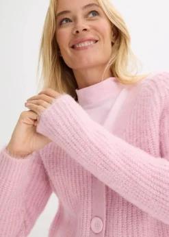 bonprix Bekleidung·Umstandsmode|Pullover & Strickjacken^Gerippte Grobstrickjacke kristallrosa