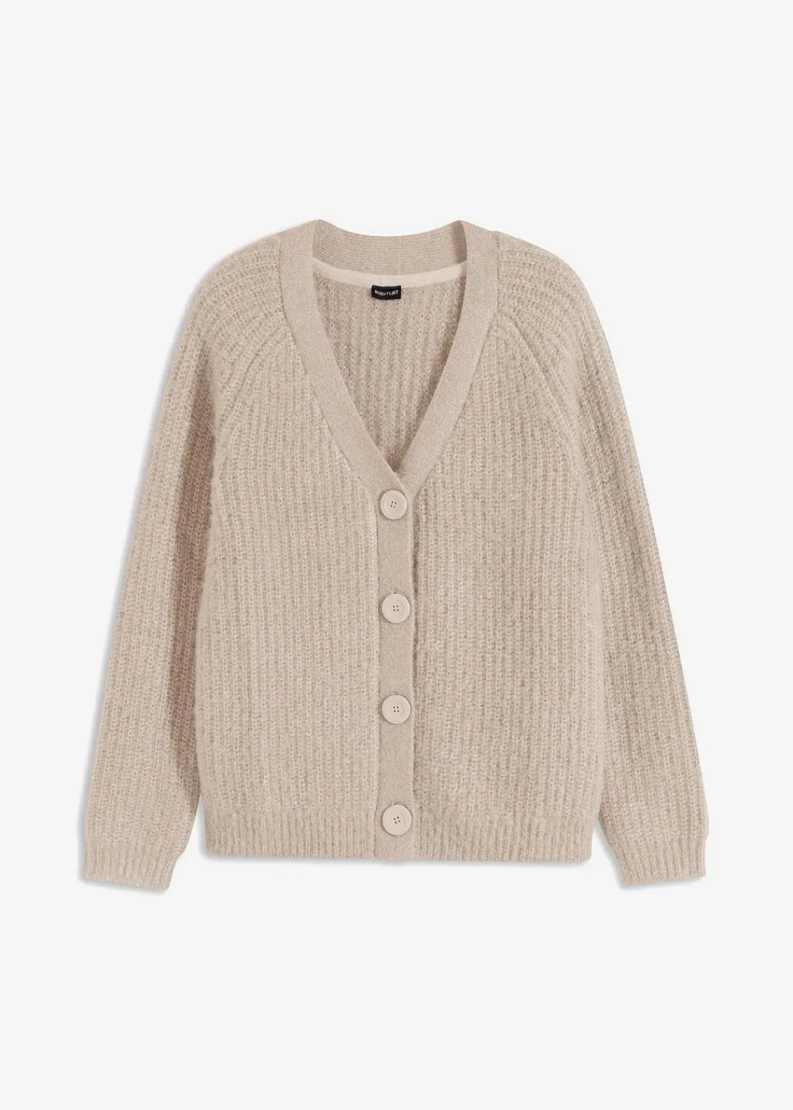 bonprix Pullover & Strickjacken|Strickmode^Gerippte Grobstrickjacke kitt