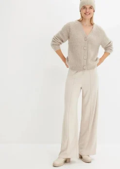 bonprix Pullover & Strickjacken|Strickmode^Gerippte Grobstrickjacke kitt