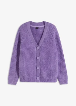 bonprix Pullover & Strickjacken|Strickmode^Gerippte Grobstrickjacke softlila