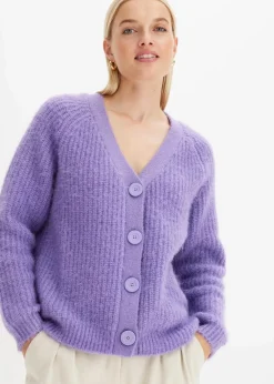 bonprix Pullover & Strickjacken|Strickmode^Gerippte Grobstrickjacke softlila