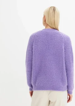 bonprix Pullover & Strickjacken|Strickmode^Gerippte Grobstrickjacke softlila