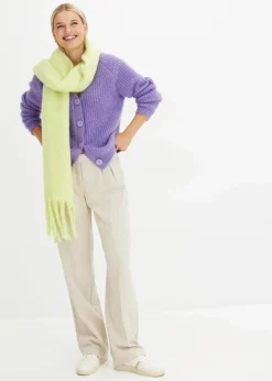 bonprix Pullover & Strickjacken|Strickmode^Gerippte Grobstrickjacke softlila