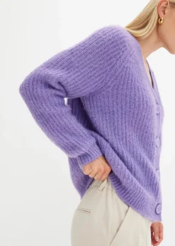 bonprix Pullover & Strickjacken|Strickmode^Gerippte Grobstrickjacke softlila
