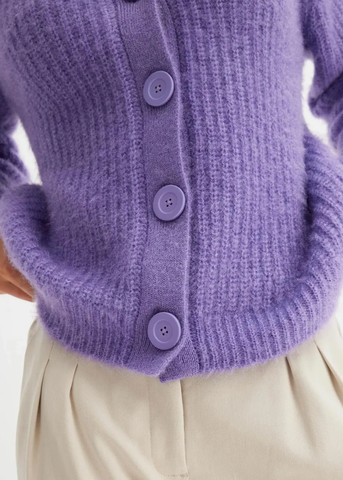 bonprix Pullover & Strickjacken|Strickmode^Gerippte Grobstrickjacke softlila
