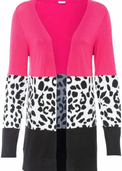 bonprix Bekleidung·Umstandsmode|Bekleidung·Jeans^Gerippte Longstrickjacke schwarz leo
