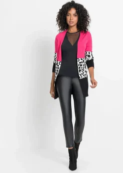 bonprix Bekleidung·Umstandsmode|Bekleidung·Jeans^Gerippte Longstrickjacke schwarz leo