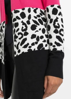 bonprix Bekleidung·Umstandsmode|Bekleidung·Jeans^Gerippte Longstrickjacke schwarz leo