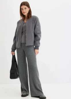 bonprix Bekleidung·Kleider|Hosen^Gerippte Palazzo-Hose anthrazit meliert