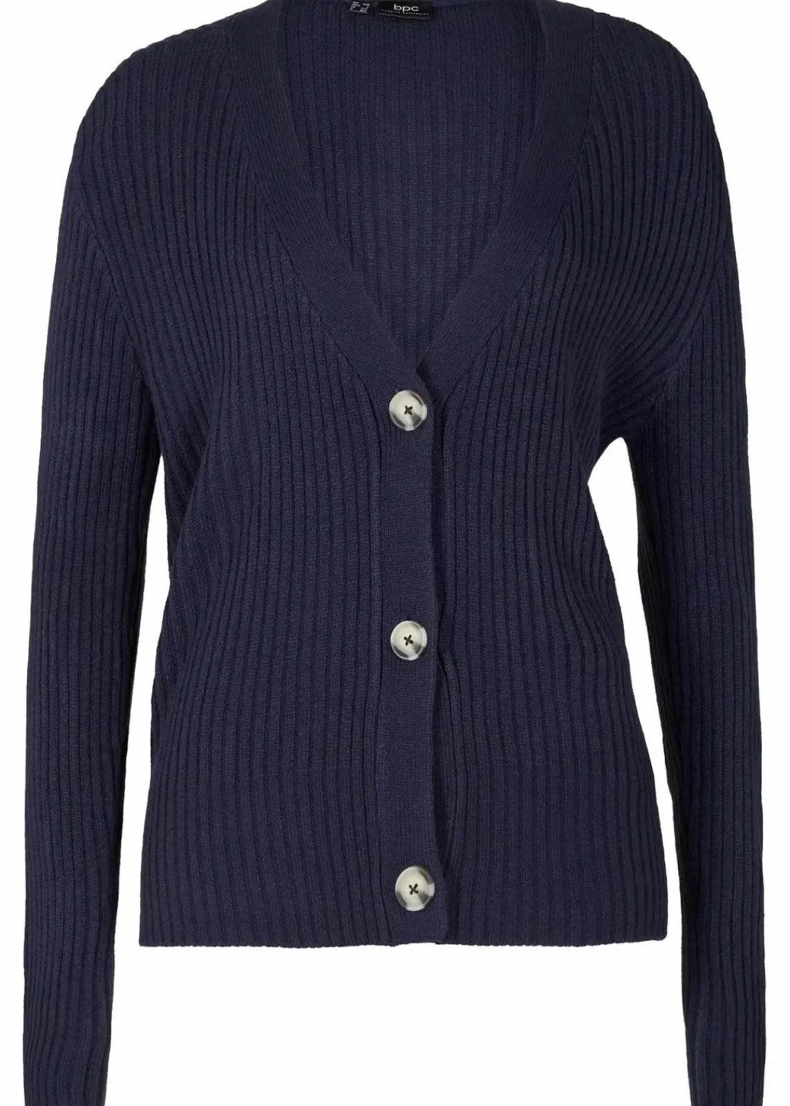 bonprix Bekleidung·Jeans|Pullover & Strickjacken^Gerippte Strickjacke dunkelblau