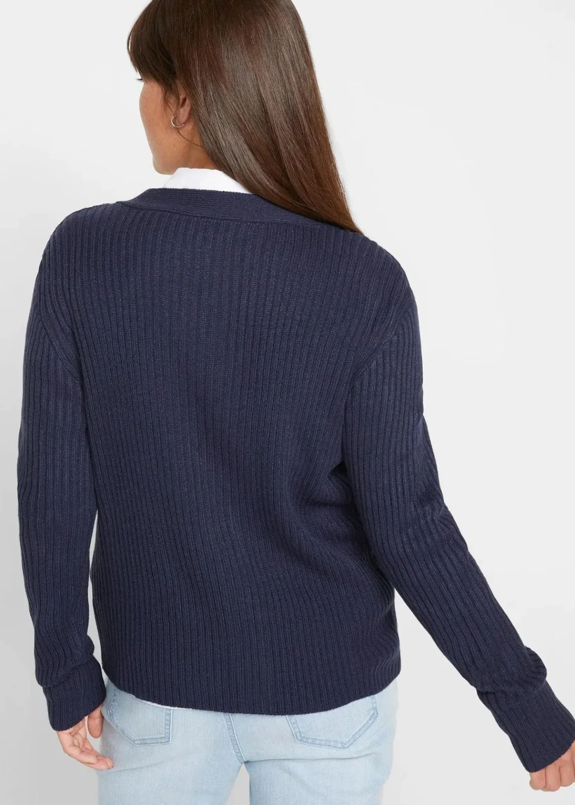 bonprix Bekleidung·Jeans|Pullover & Strickjacken^Gerippte Strickjacke dunkelblau