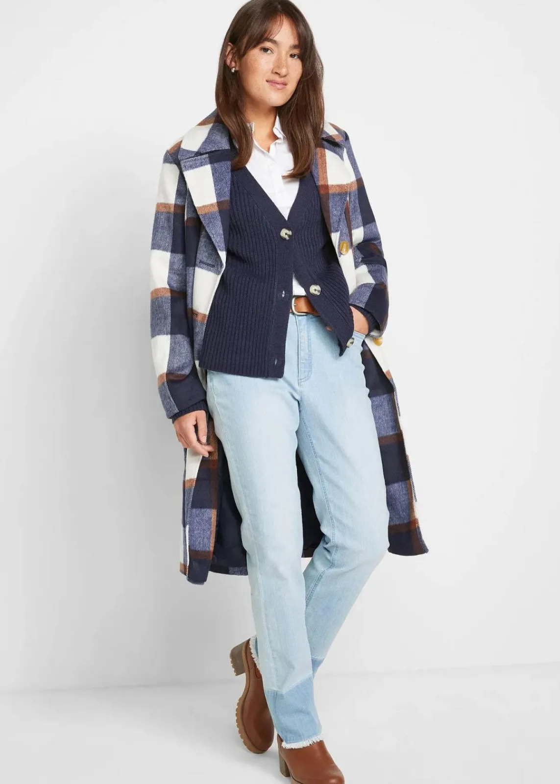 bonprix Bekleidung·Jeans|Pullover & Strickjacken^Gerippte Strickjacke dunkelblau