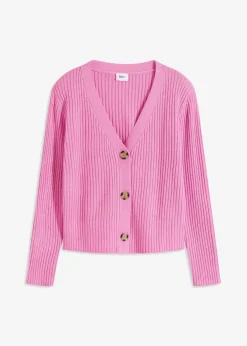 bonprix Bekleidung·Jeans|Pullover & Strickjacken^Gerippte Strickjacke rosapink