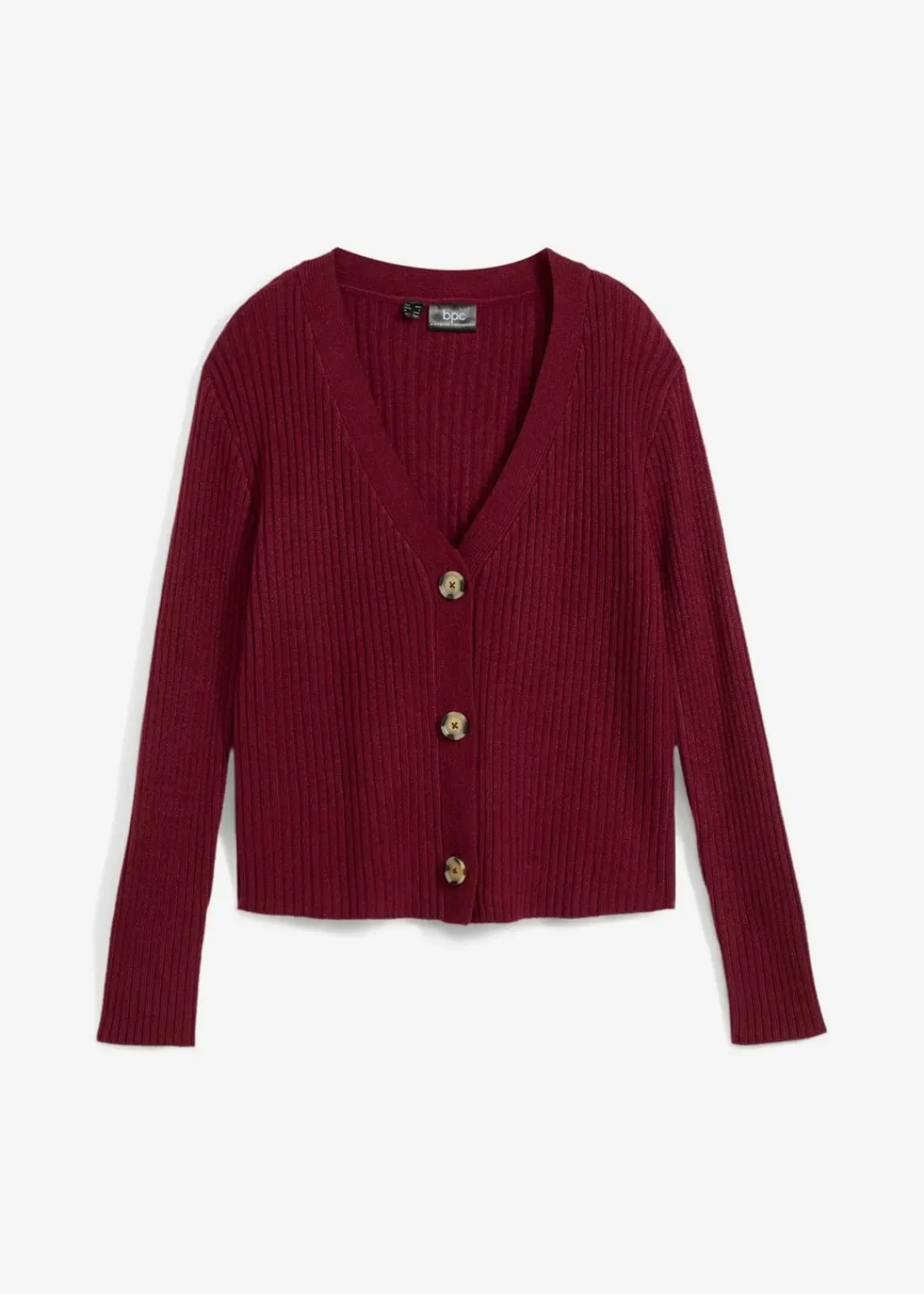 bonprix Bekleidung·Jeans|Pullover & Strickjacken^Gerippte Strickjacke rhododendronrot