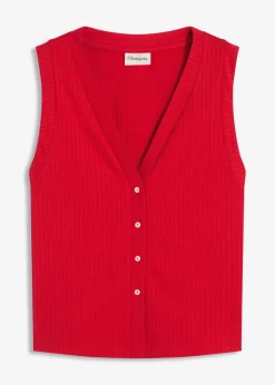bonprix Sweat|Jacken & Mäntel^Gerippte Weste in Strickoptik tiefrot