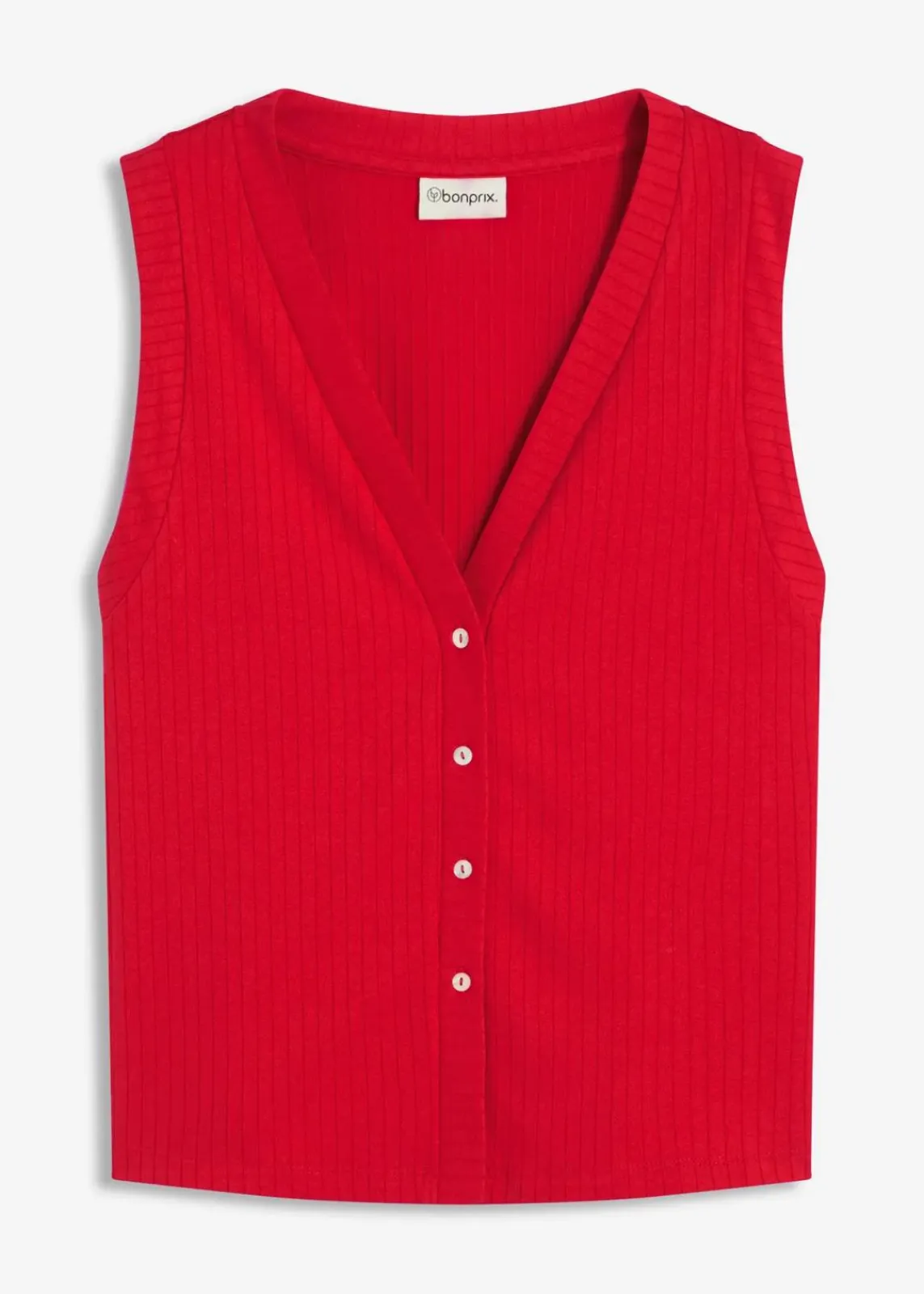 bonprix Sweat|Jacken & Mäntel^Gerippte Weste in Strickoptik tiefrot