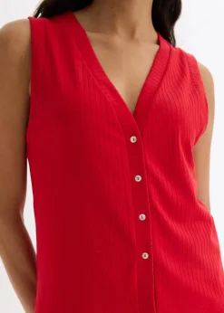 bonprix Sweat|Jacken & Mäntel^Gerippte Weste in Strickoptik tiefrot
