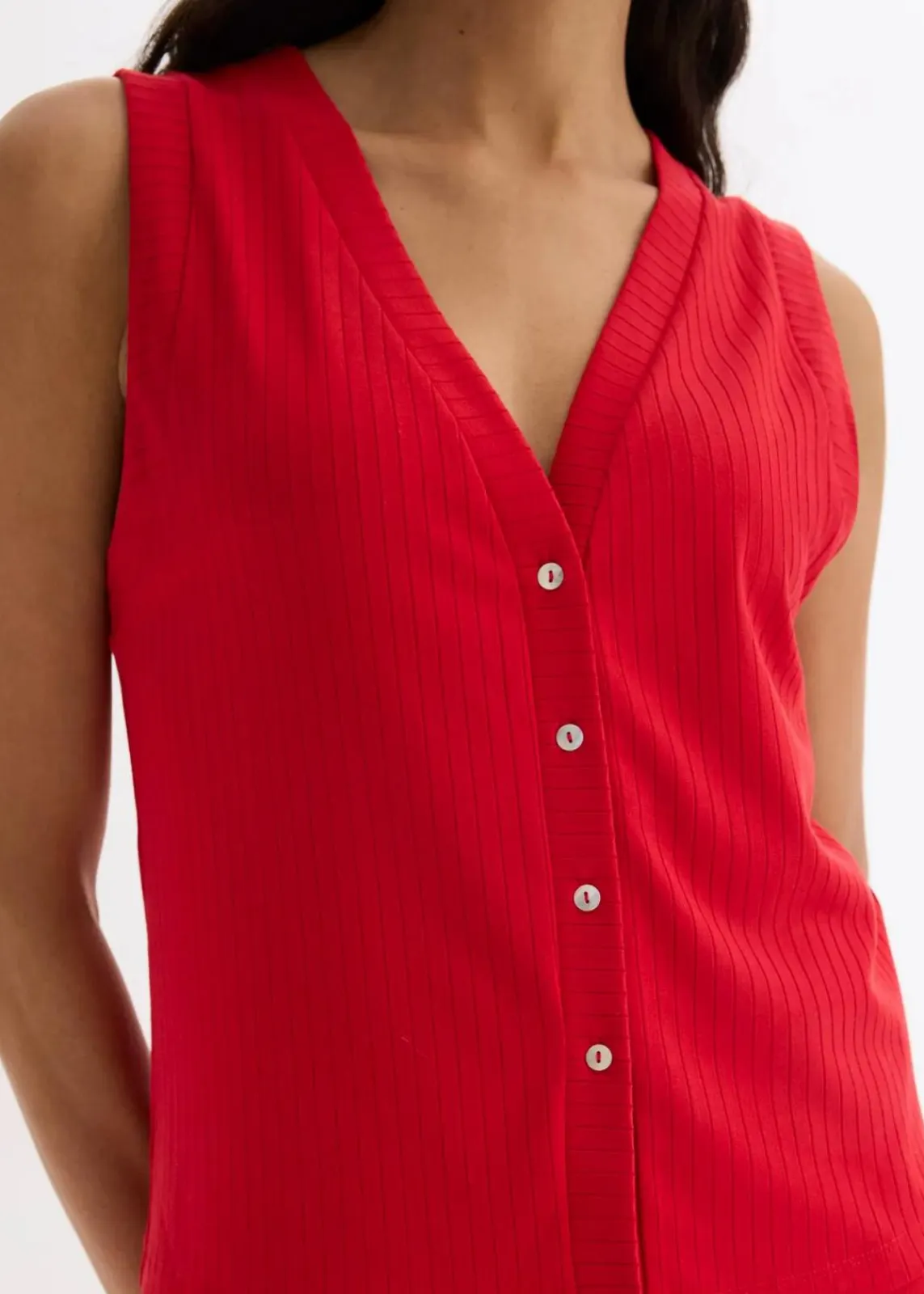 bonprix Sweat|Jacken & Mäntel^Gerippte Weste in Strickoptik tiefrot