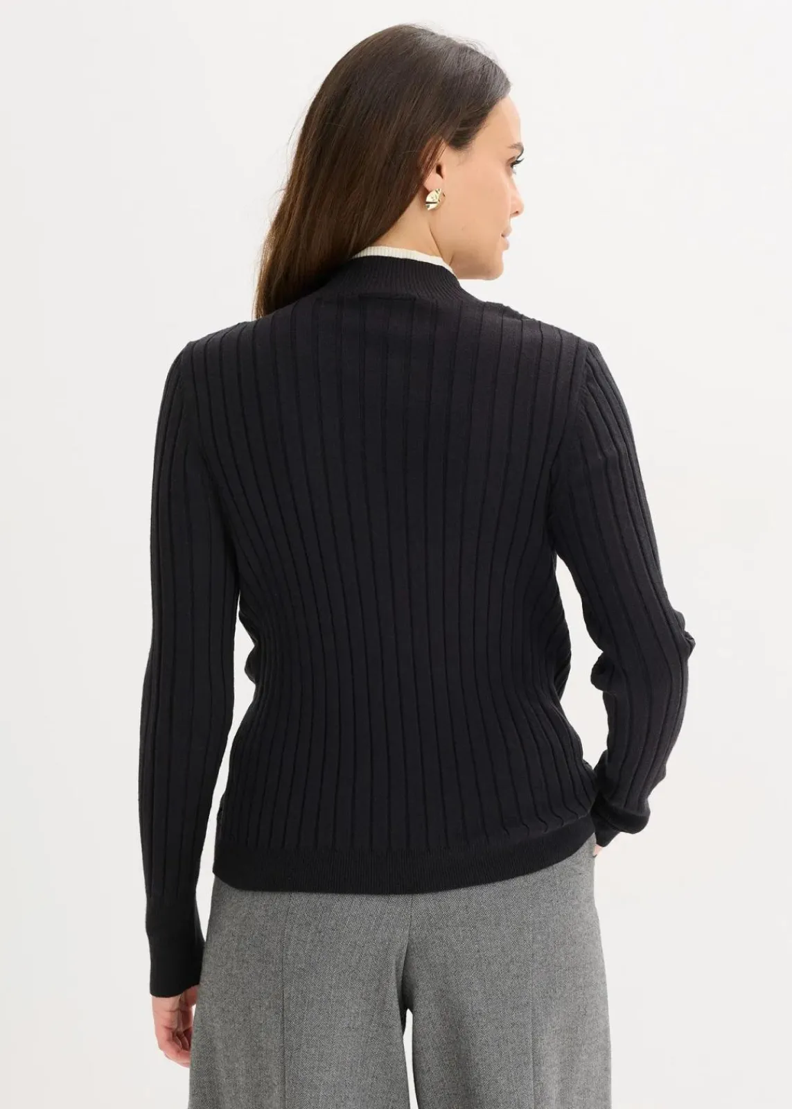 bonprix Bekleidung·Umstandsmode|Bekleidung·Jeans^Gerippter Feinstrickpullover mit Viskose in 2 in 1 Optik schwarz/naturbeige