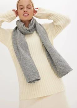 bonprix Pullover & Strickjacken|Strickmode^Gerippter Oversize-Pullover cremeweiß