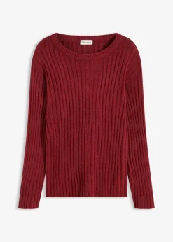 bonprix Bekleidung·Umstandsmode|Bekleidung·Jeans^Gerippter Oversize-Pullover rubinrot