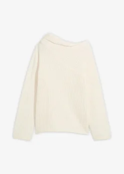 bonprix Bekleidung·Umstandsmode|Strickmode^Gerippter Oversize-Pullover perlweiß