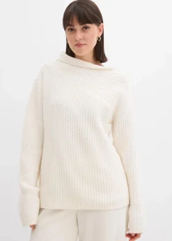 bonprix Bekleidung·Umstandsmode|Strickmode^Gerippter Oversize-Pullover perlweiß