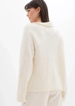 bonprix Bekleidung·Umstandsmode|Strickmode^Gerippter Oversize-Pullover perlweiß