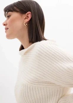 bonprix Bekleidung·Umstandsmode|Strickmode^Gerippter Oversize-Pullover perlweiß