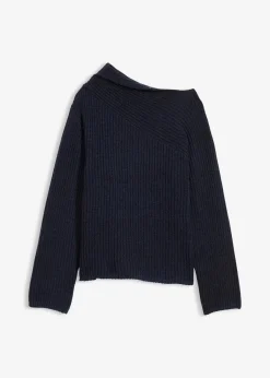 bonprix Bekleidung·Umstandsmode|Strickmode^Gerippter Oversize-Pullover dunkelblau