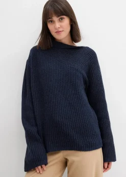 bonprix Bekleidung·Umstandsmode|Strickmode^Gerippter Oversize-Pullover dunkelblau