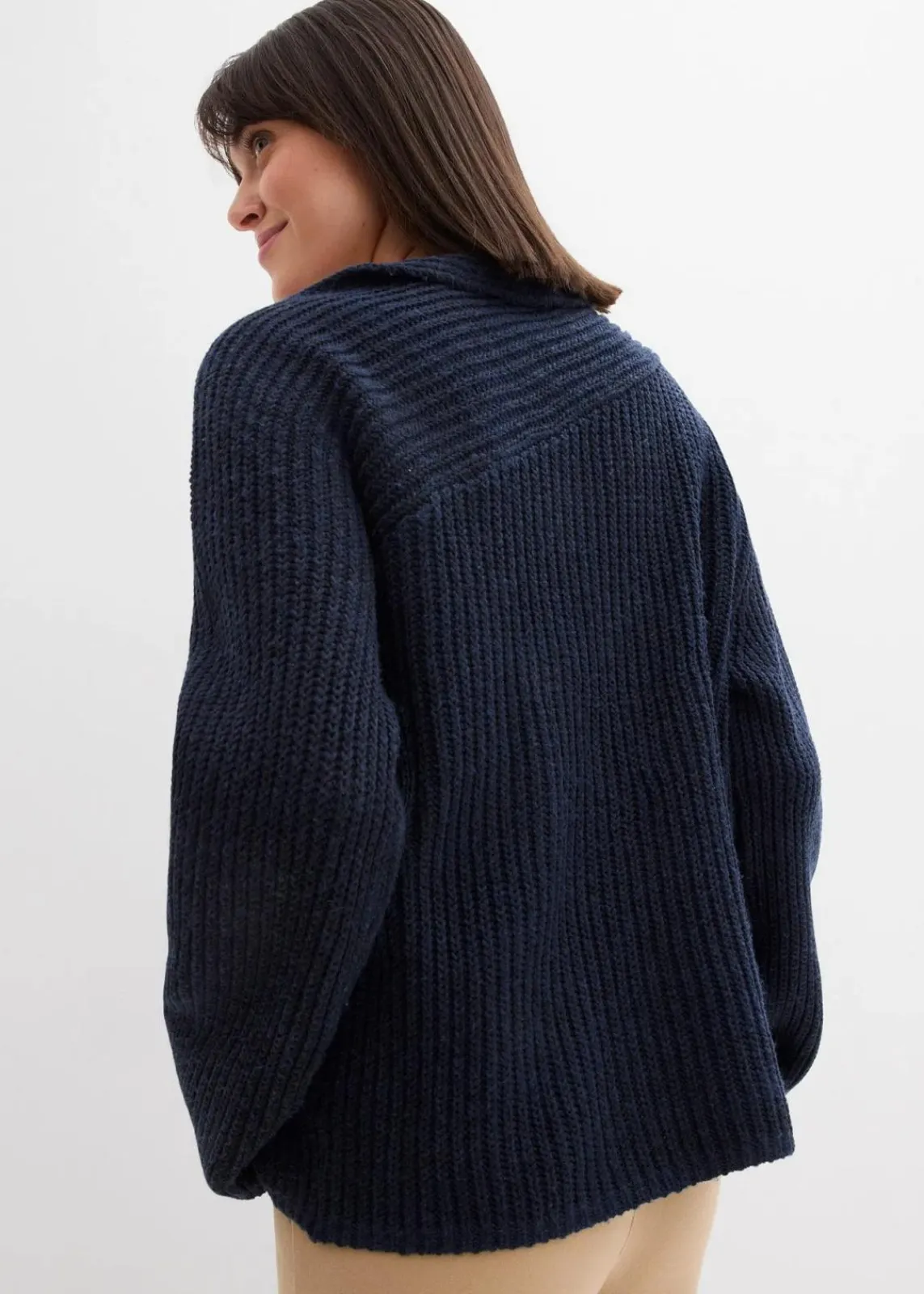 bonprix Bekleidung·Umstandsmode|Strickmode^Gerippter Oversize-Pullover dunkelblau