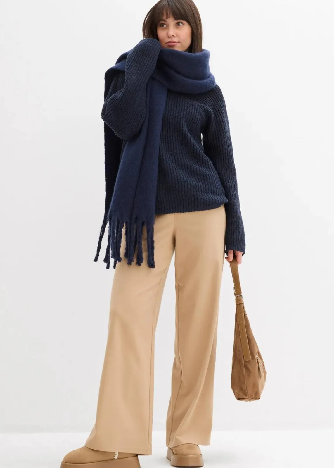 bonprix Bekleidung·Umstandsmode|Strickmode^Gerippter Oversize-Pullover dunkelblau