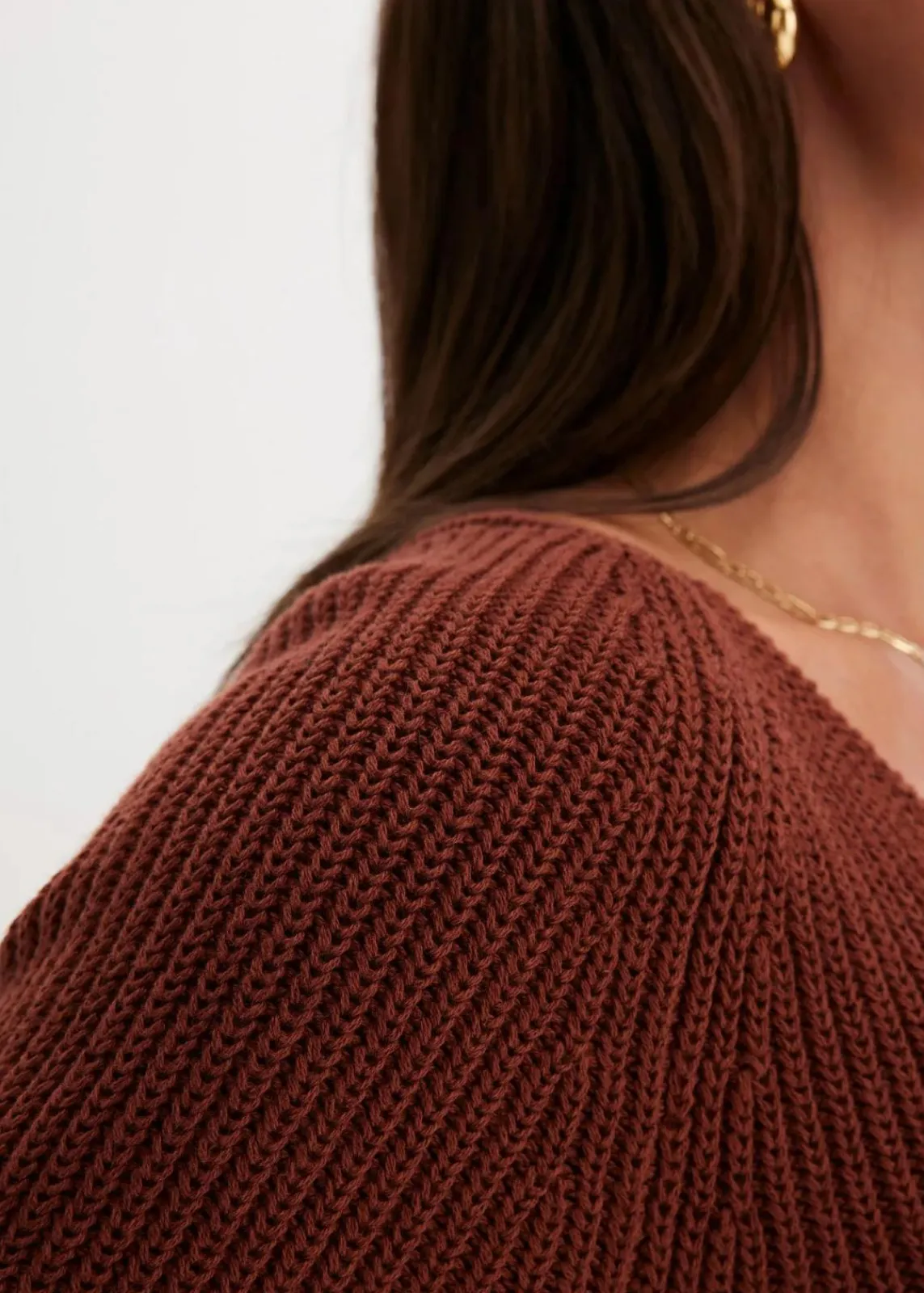 bonprix Bekleidung·Umstandsmode|Strickmode^Gerippter Pullover aus reiner Baumwolle mahagonibraun