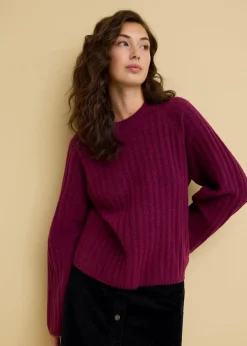 bonprix Bekleidung·Umstandsmode|Bekleidung·Jeans^Gerippter Pullover, verkürzt beere
