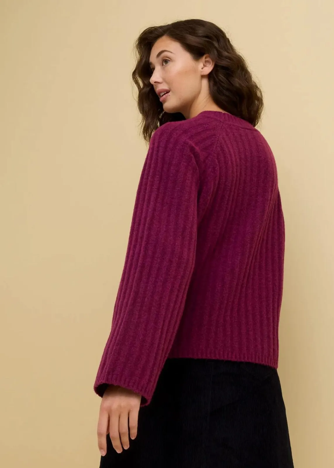 bonprix Bekleidung·Umstandsmode|Bekleidung·Jeans^Gerippter Pullover, verkürzt beere