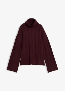 bonprix Bekleidung·Umstandsmode|Strickmode^Gerippter Rollkragenpullover weinrot