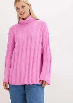 bonprix Bekleidung·Umstandsmode|Strickmode^Gerippter Rollkragenpullover rosapink